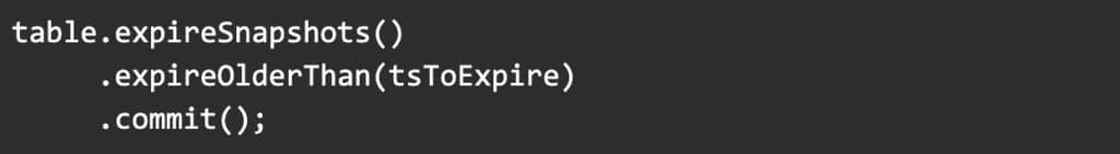 Table expre.snapshots code snippet
