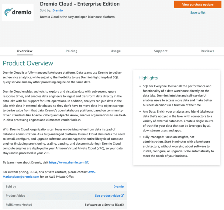 Dremio Cloud Now Available on the AWS Marketplace! | Dremio