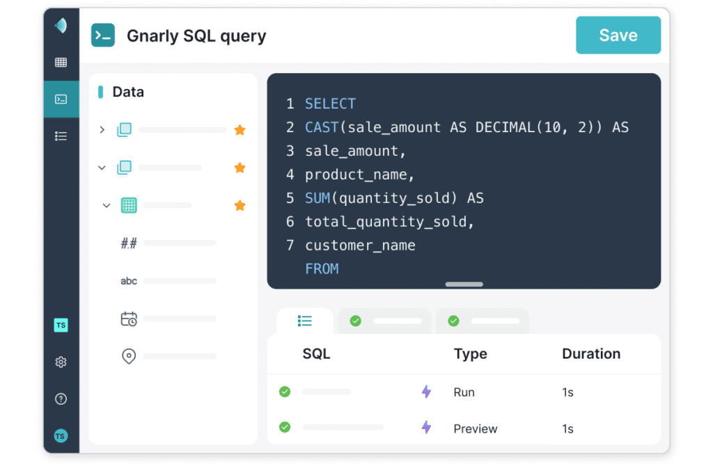 self serve analytics view with sql