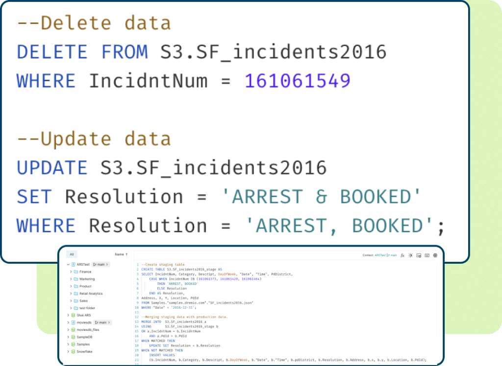 sql query engine code block