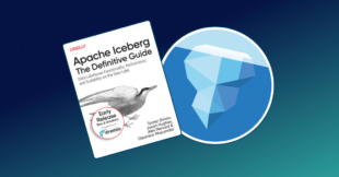 Cover page for the Apache Iceberg Definitive Guide with iceberg logo